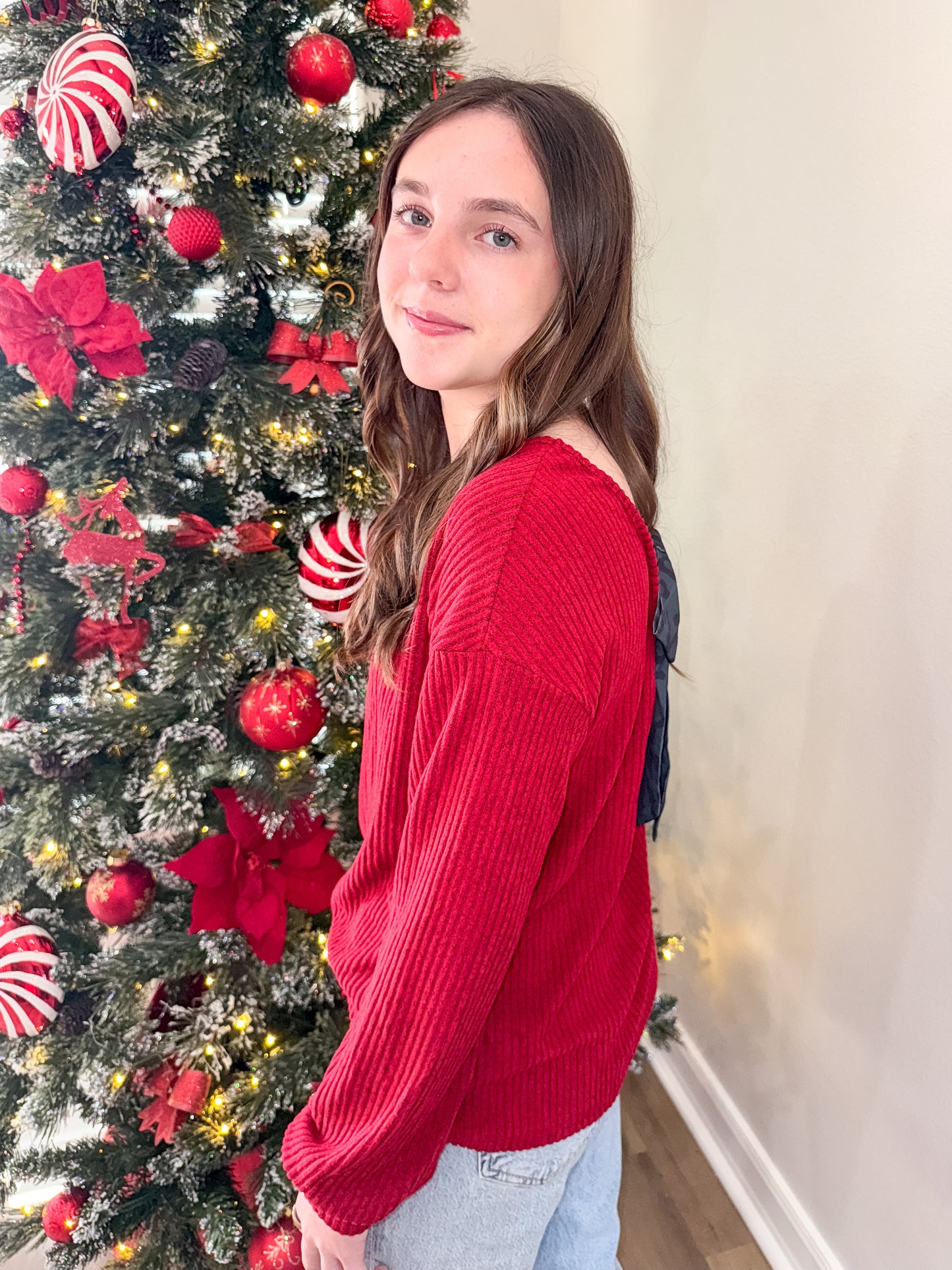 Leopard Back Bow Sweater