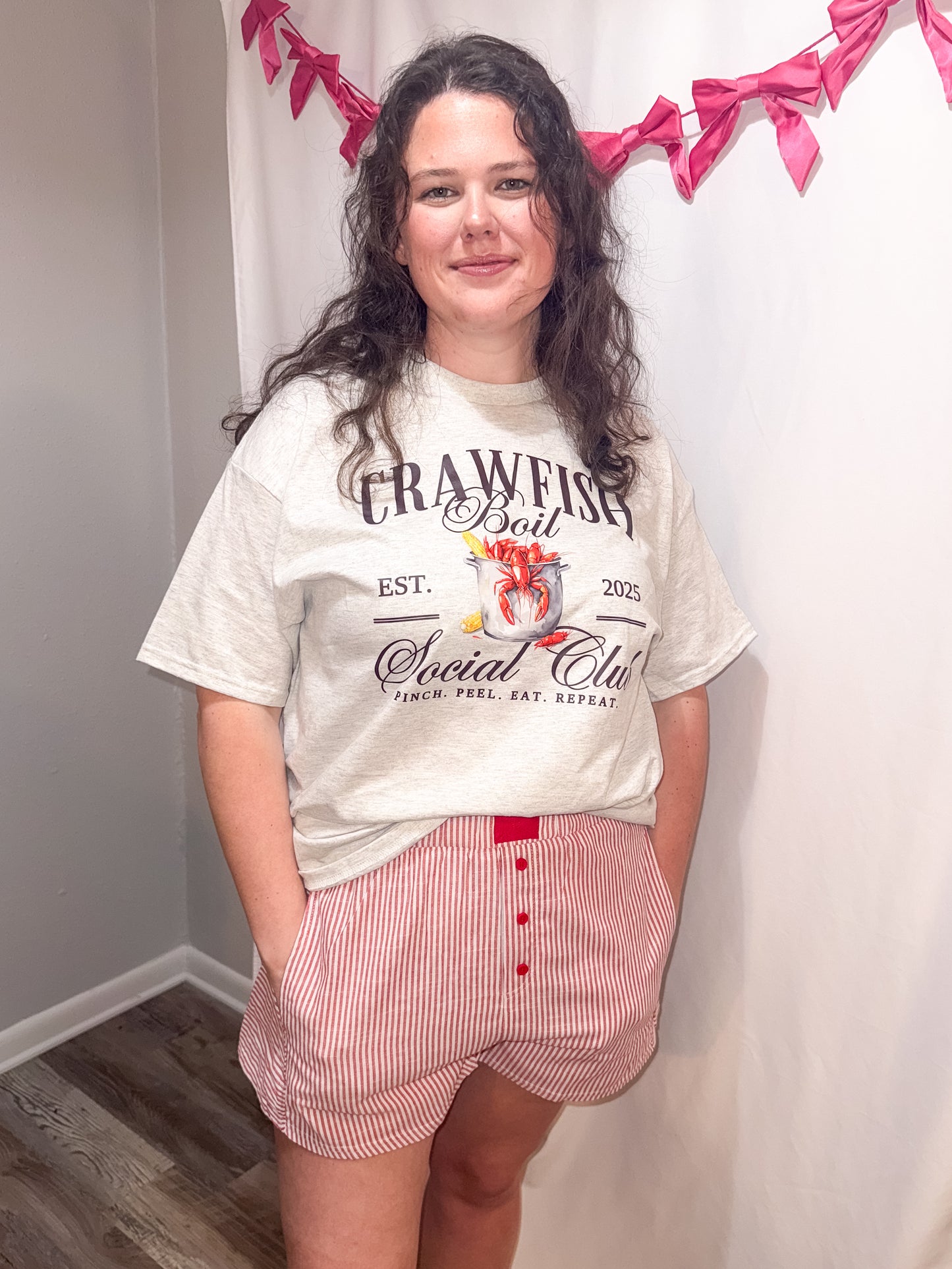 Red striped boxer shorts