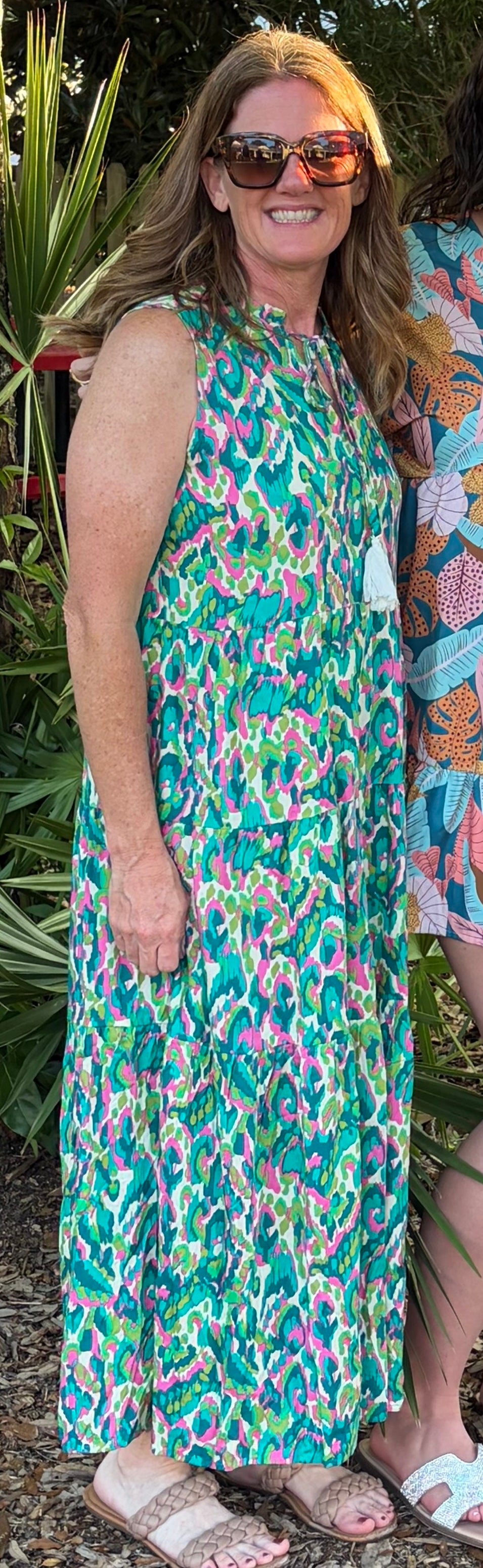 Green floral maxi dress