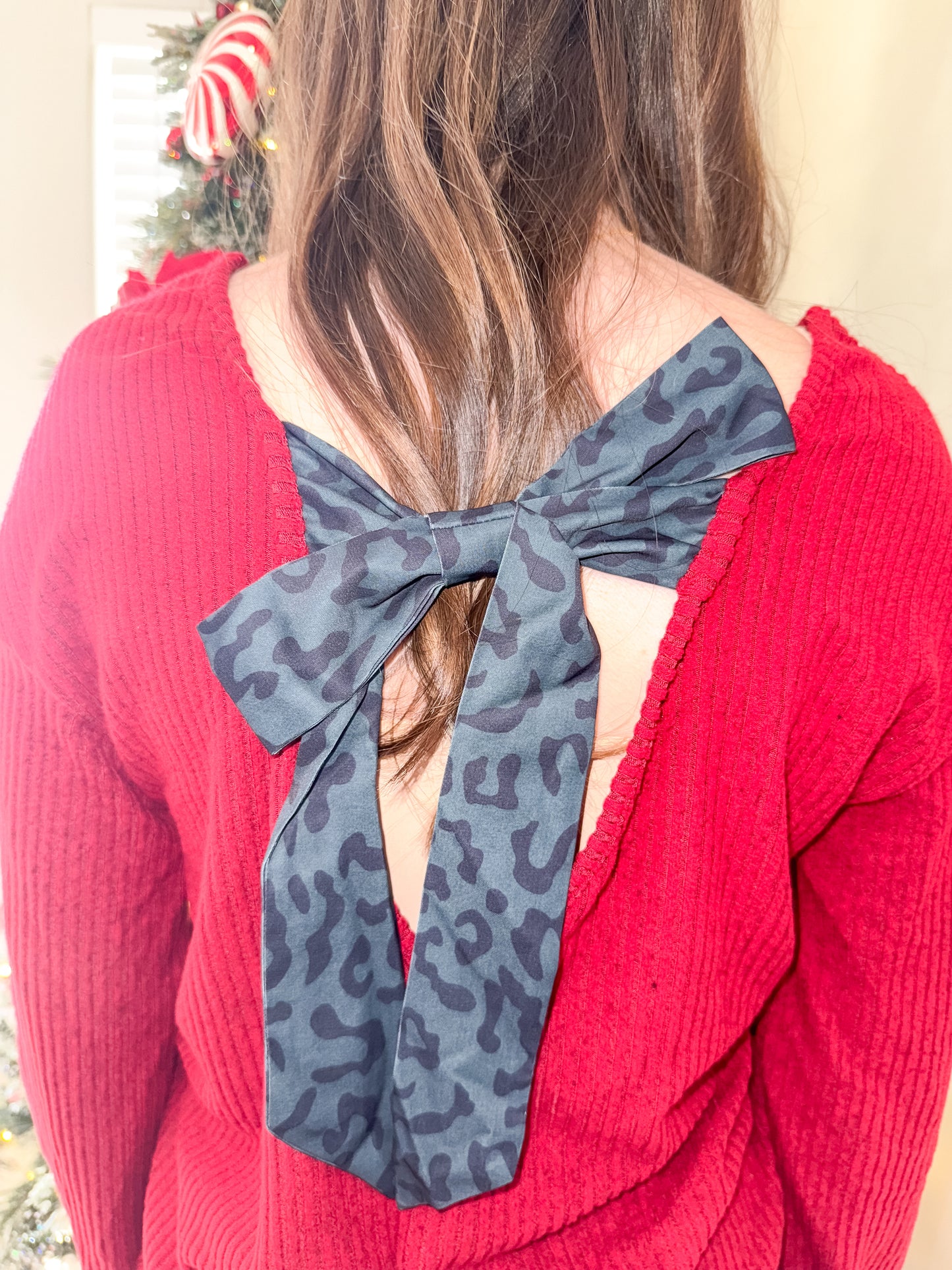 Leopard Back Bow Sweater
