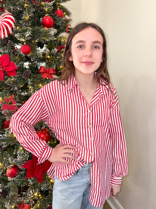 Merry Stripe Button Up