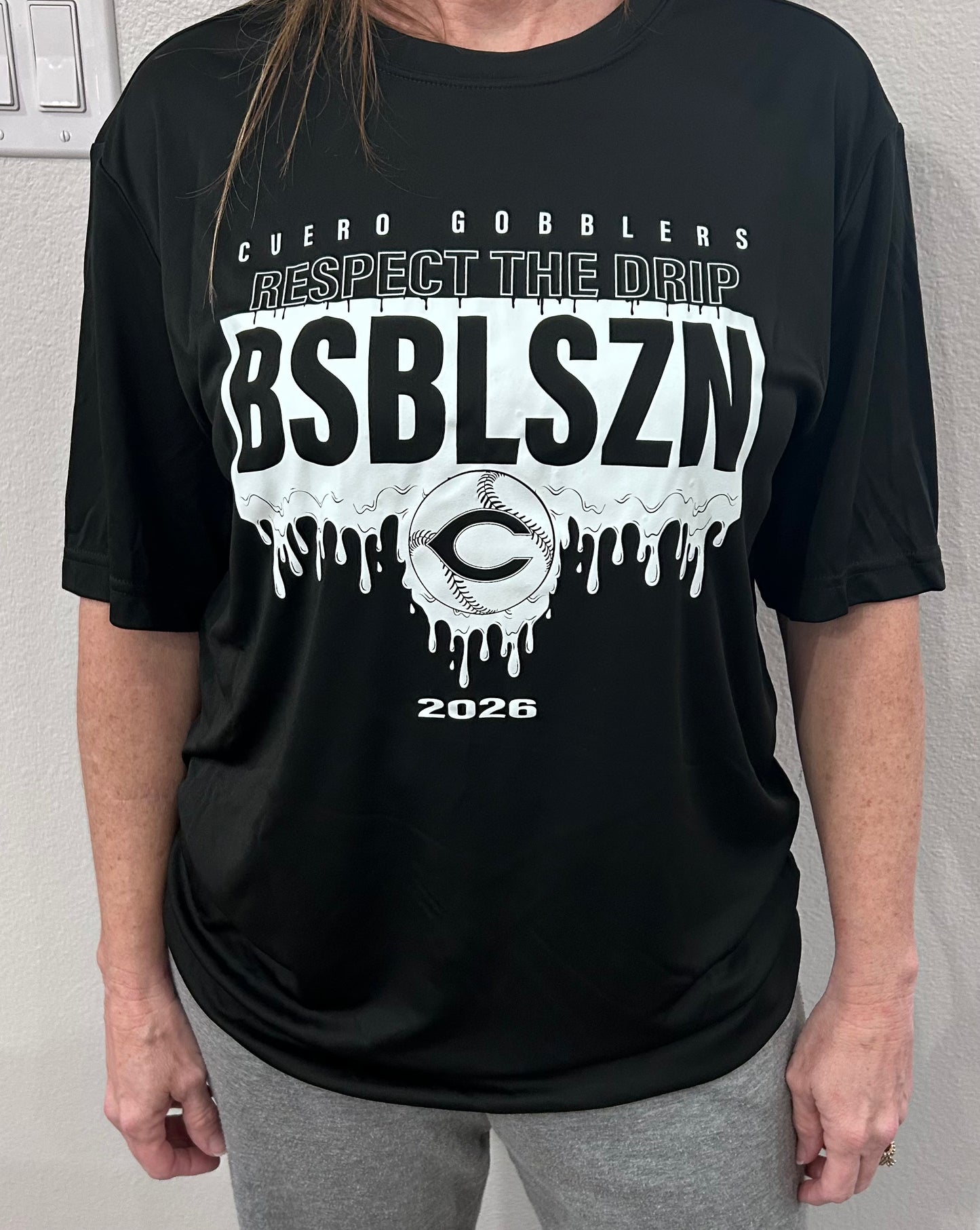 Respect the Drip Drifit Cuero Gobbler Baseball Shirt - Black