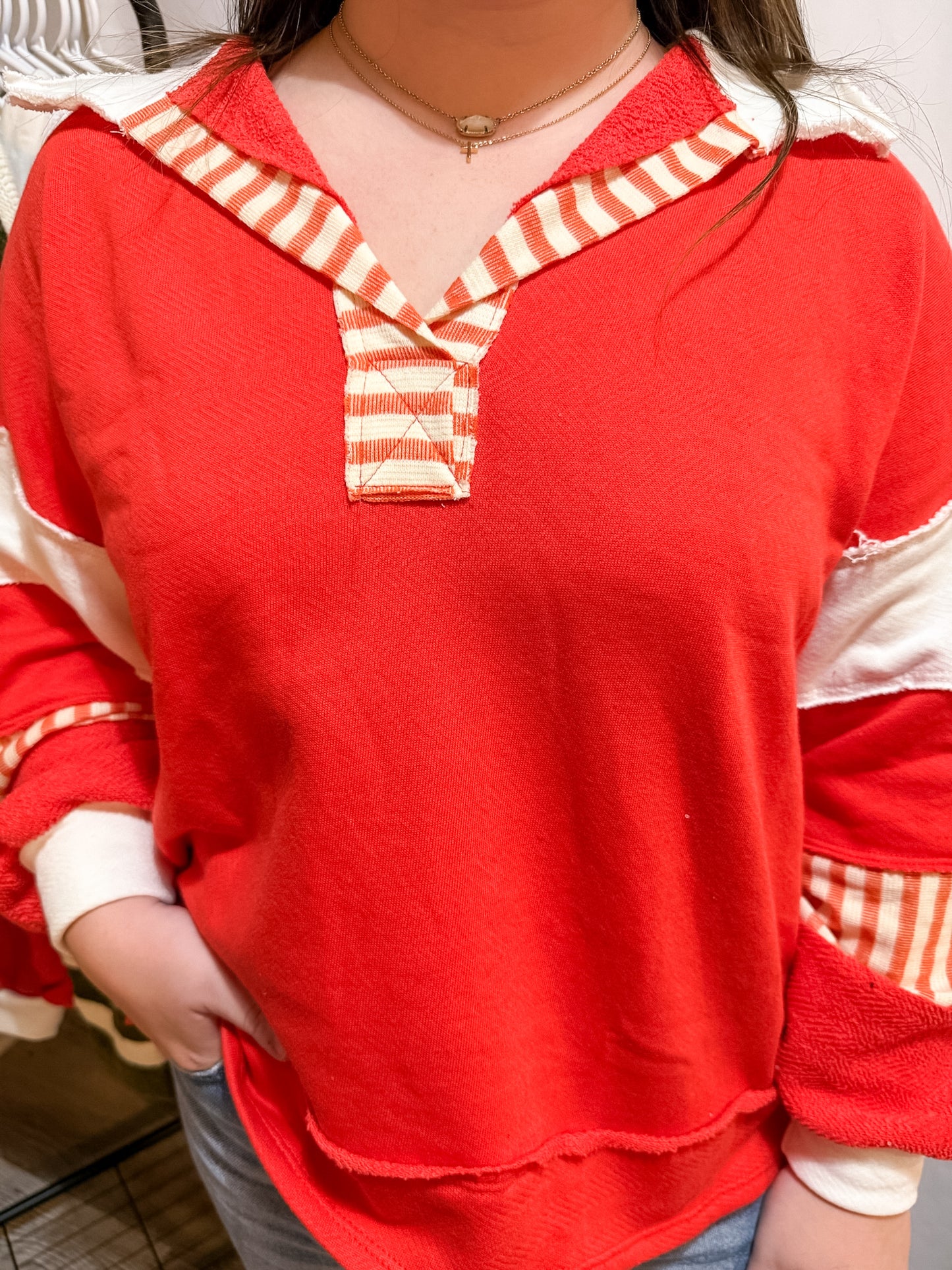 Red Striped Pullover